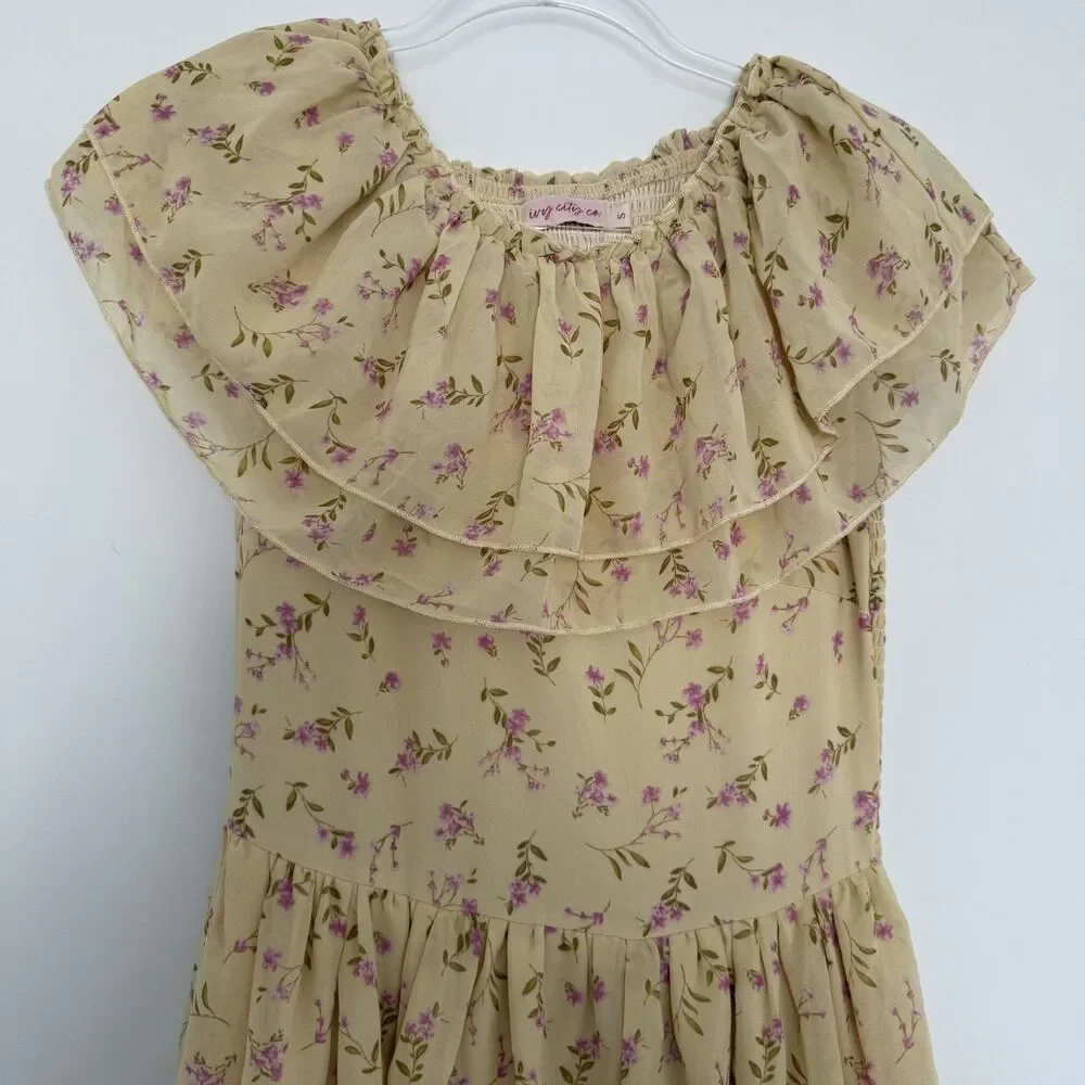 Ivy City Co Darla Maxi Dress Yellow Floral Tiered Ruffle Romantic Women's Size S - Picture 3 of 9